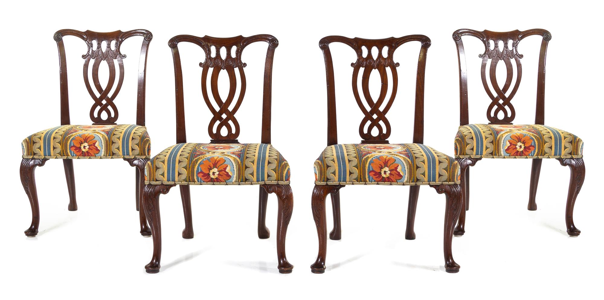 A Set of Five George III Style Mahogany Dining Chairs Height 35 inches. — 19TH CENTURY