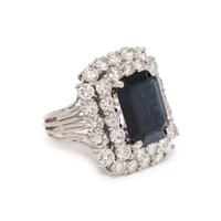 SYNTHETIC SAPPHIRE AND DIAMOND RING