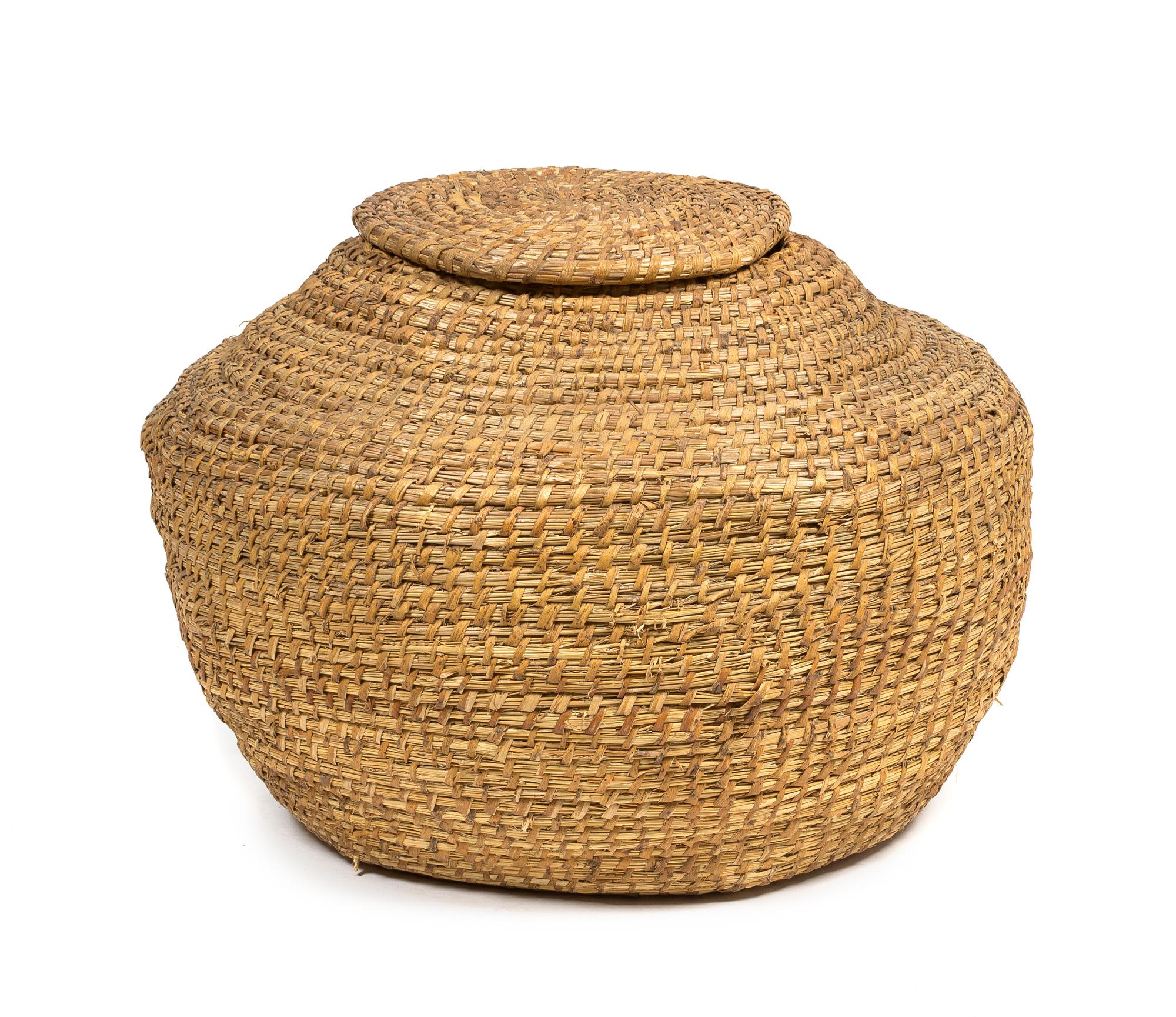 A Large Pima Storage Basket Height 21 x diameter 28 inches.