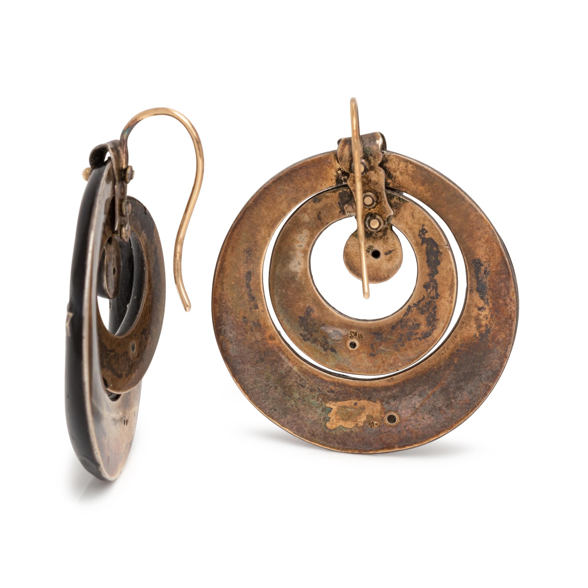 VICTORIAN, ENAMEL AND SEED PEARL EARRINGS