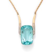 AQUAMARINE AND DIAMOND NECKLACE