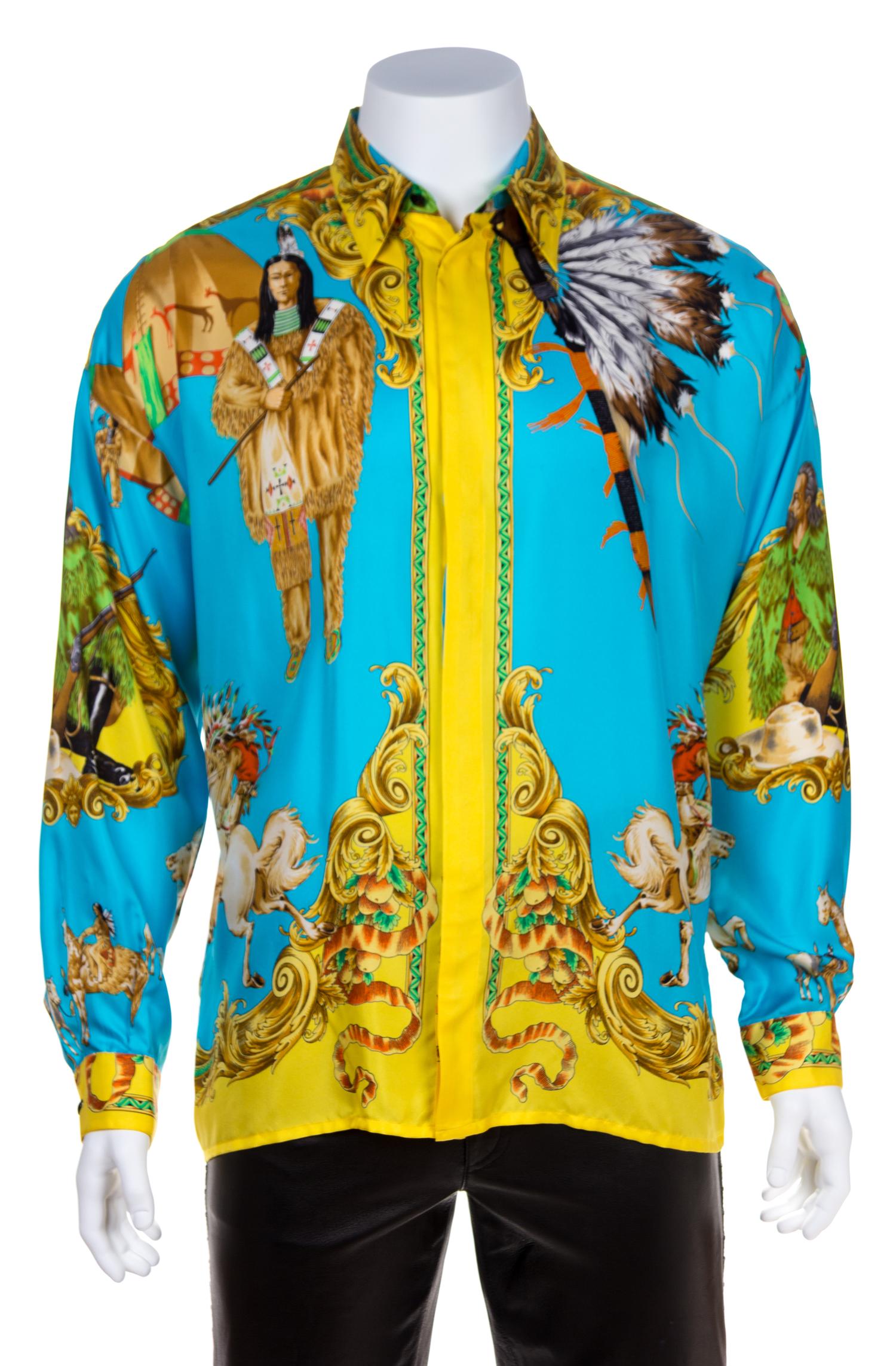 A Gianni Versace Silk Print Shirt, Size 52.