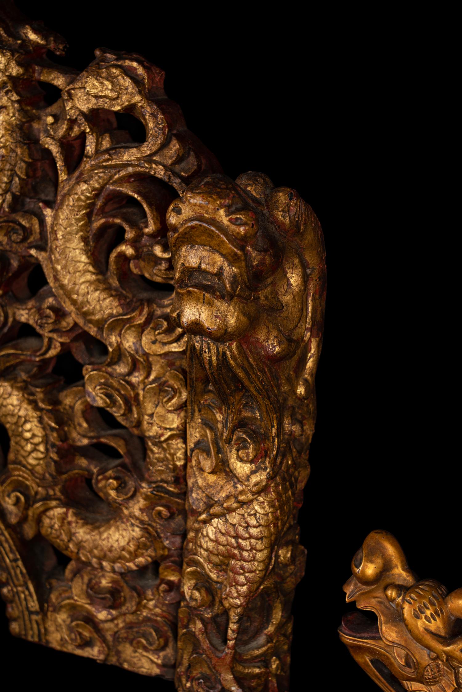 Two Chinese Gilt Wood Panels
