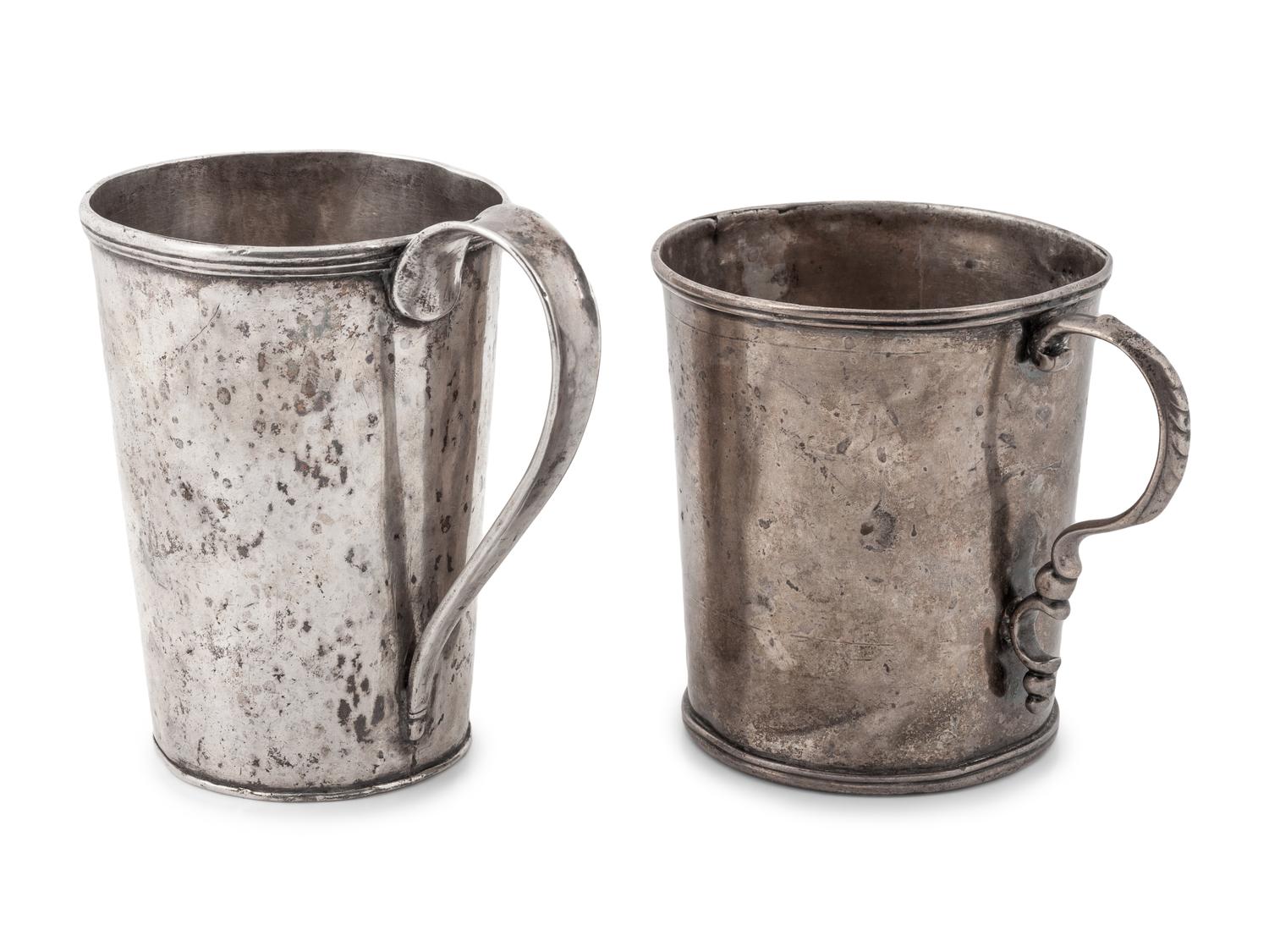 A Pair of 19th C. Peruvian Silver Cups