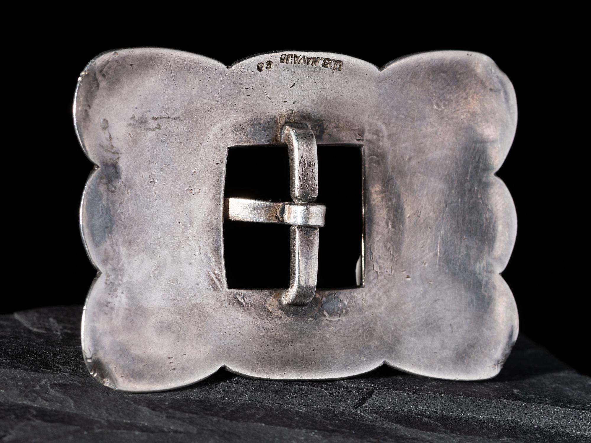 Navajo Stamped Silver Belt Buckle