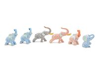 Six Herend Painted and Parcel Gilt Porcelain Elephant Figures