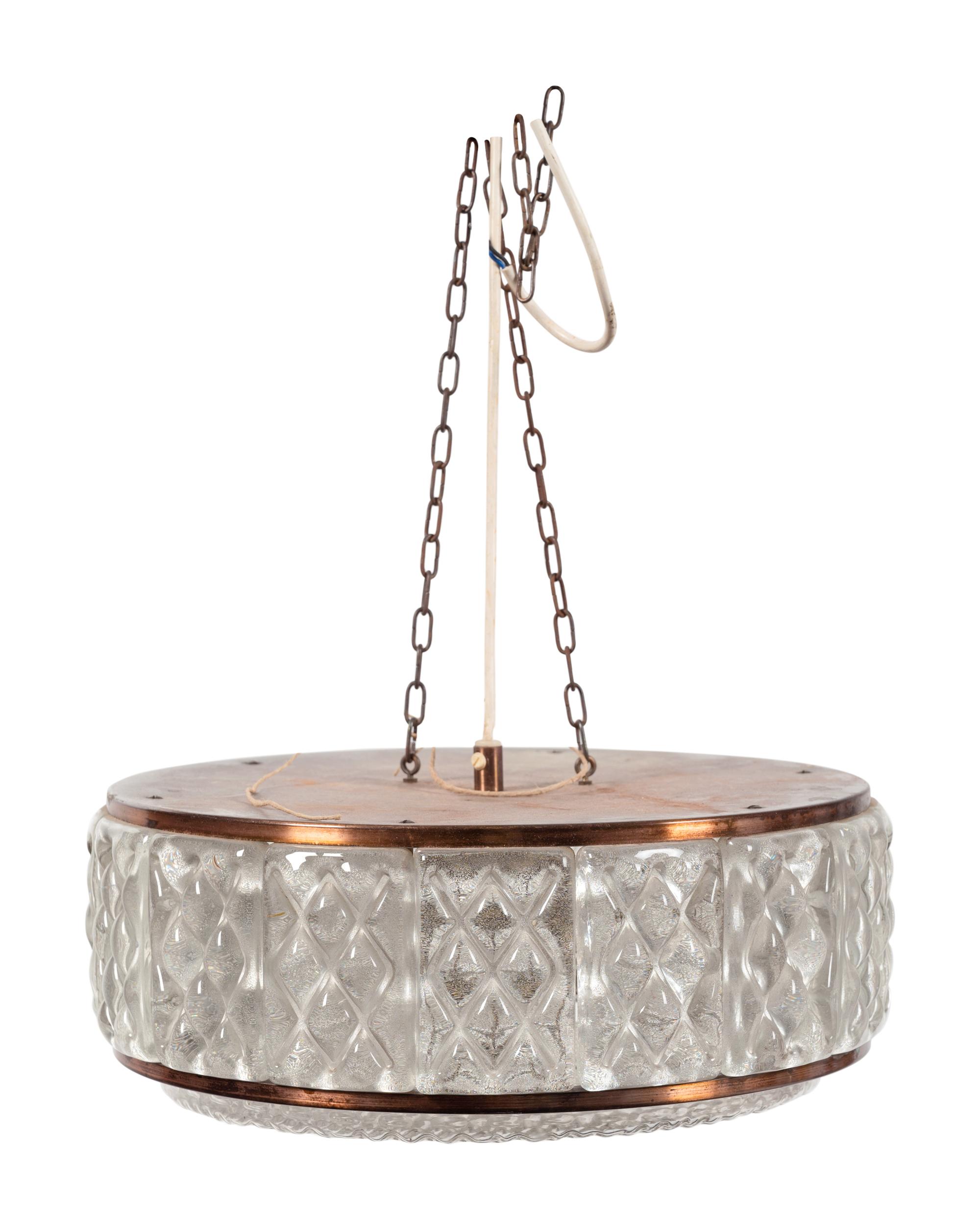 An Orrefors Flush Mount Fixture with Frosted Glass