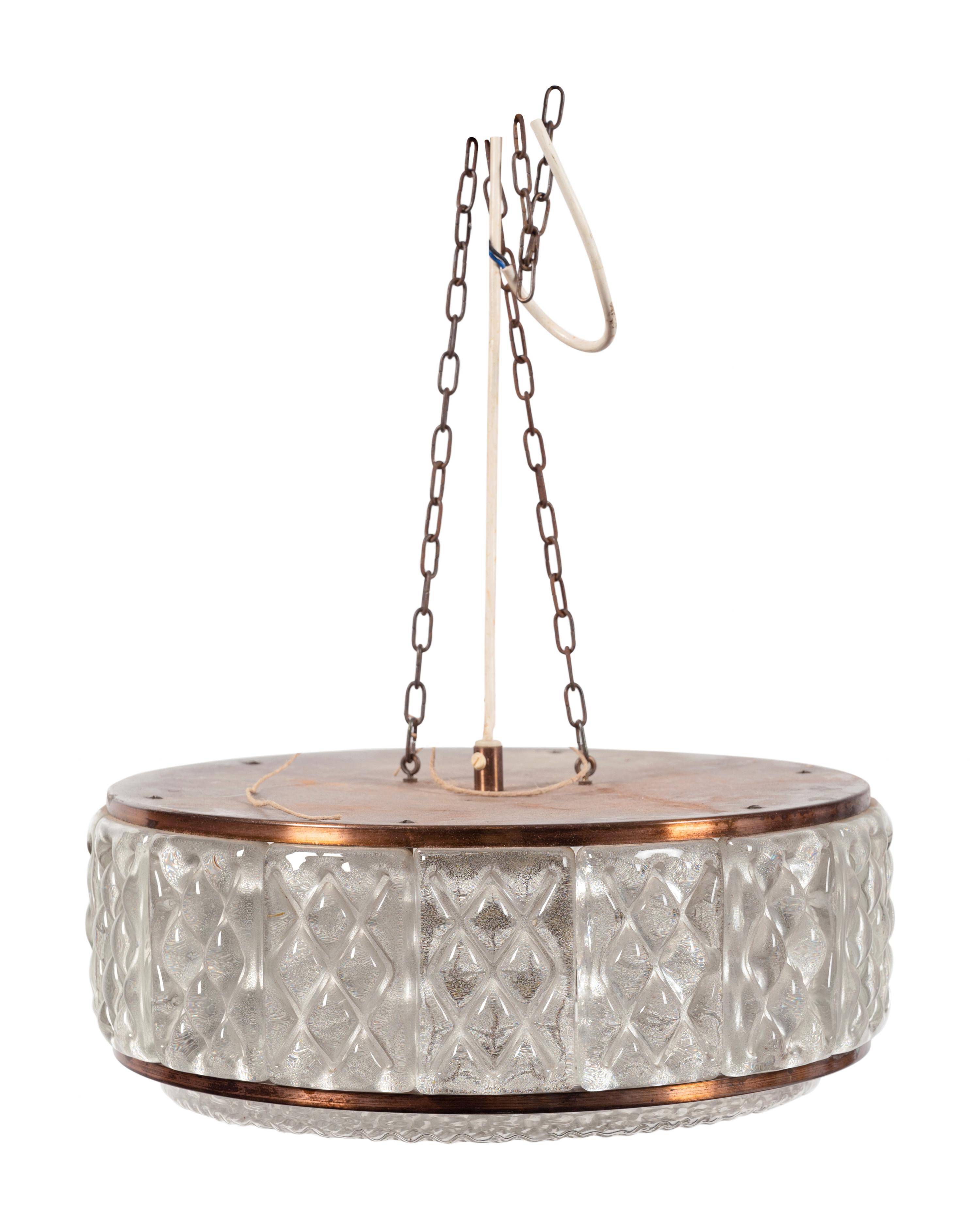 An Orrefors Flush Mount Fixture with Frosted Glass