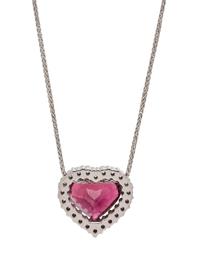 TOURMALINE AND DIAMOND HEART PENDANT/NECKLACE