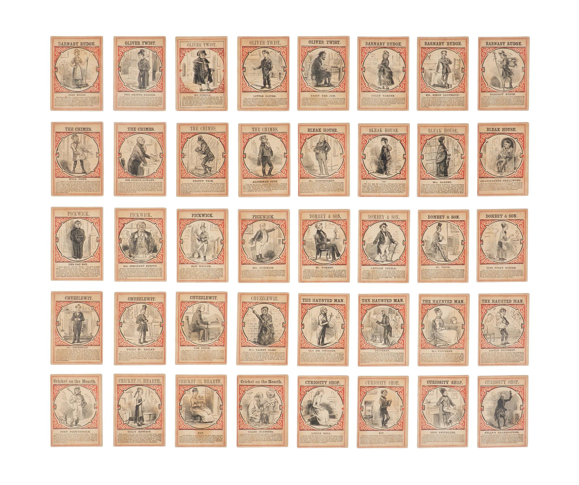 DICKENS, Charles (1812-1870). A playing card game entitled, “Characters of Charles Dickens”. [London: Jacques & Son, ca 1880].