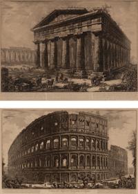 Giovanni Battista Piranesi (Italian, 1720-1778) — Veduta dell'Anfiteatro Flavio detto il Colosseo and Vue du temple de Neptune (two works)