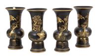 Four Chinoiserie Style Faux Lacquer Terracotta Vases Height 17 1/2 inches. — THOMAS N. MORGAN, LOS ANGELES, CA, 20TH CENTURY