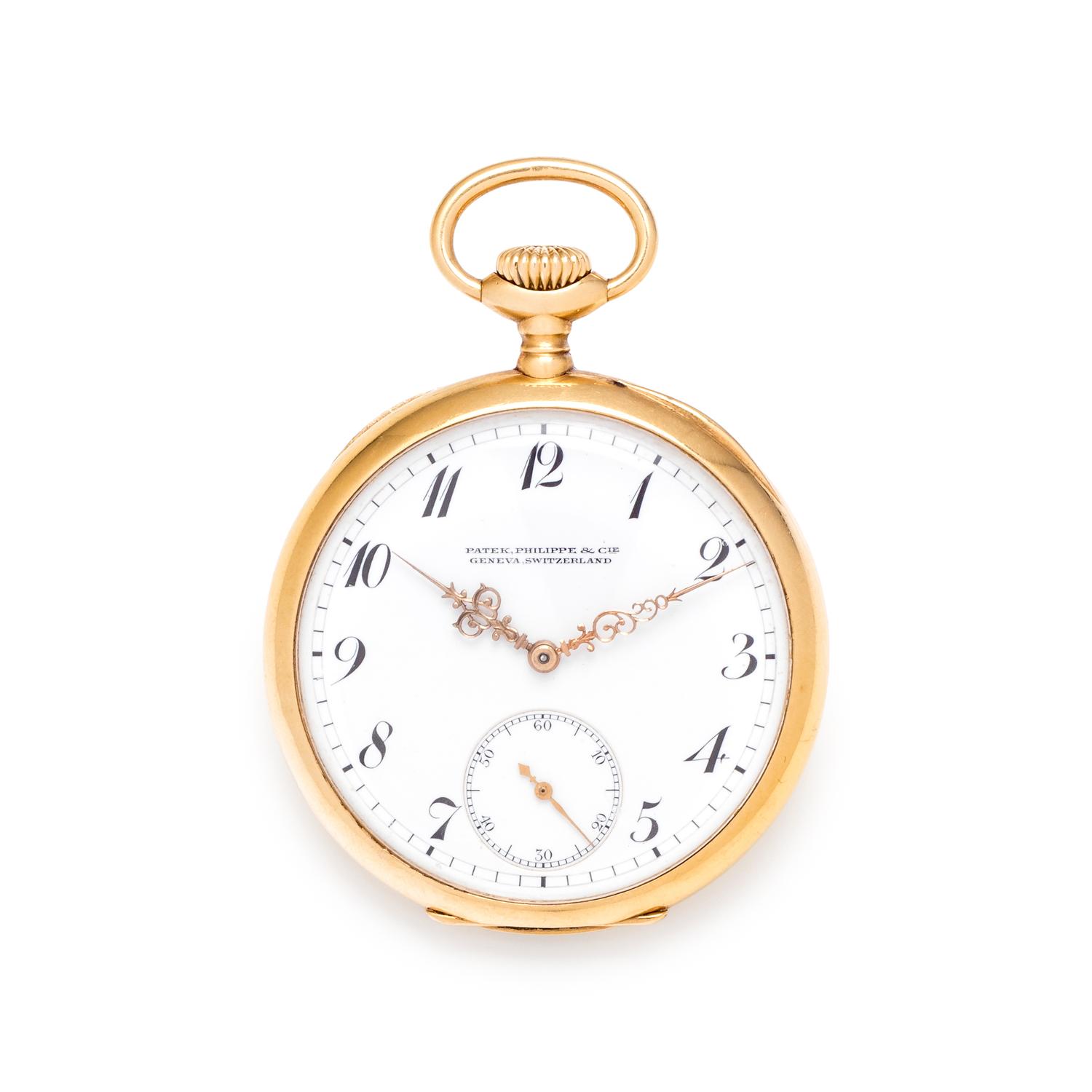 PATEK PHILIPPE, 18K YELLOW GOLD OPEN FACE POCKET WATCH