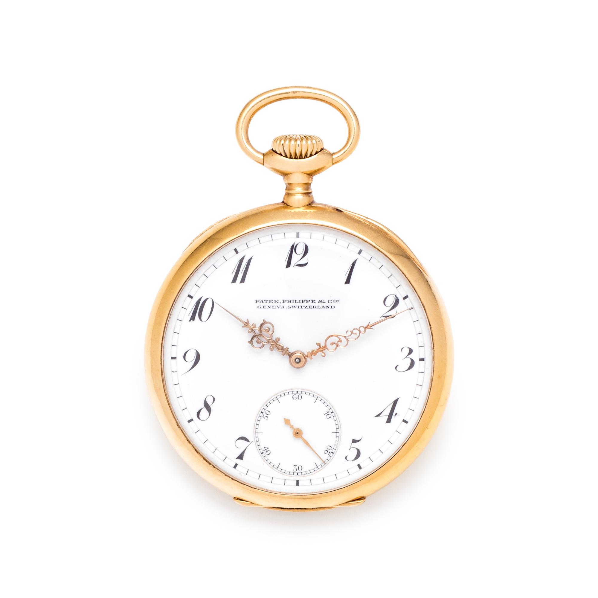 PATEK PHILIPPE, 18K YELLOW GOLD OPEN FACE POCKET WATCH