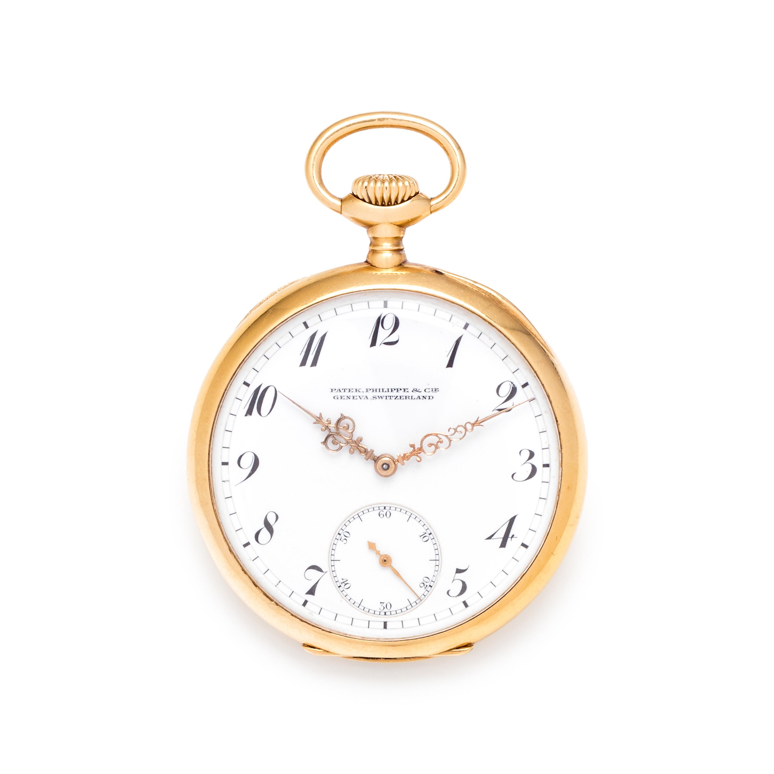 PATEK PHILIPPE, 18K YELLOW GOLD OPEN FACE POCKET WATCH