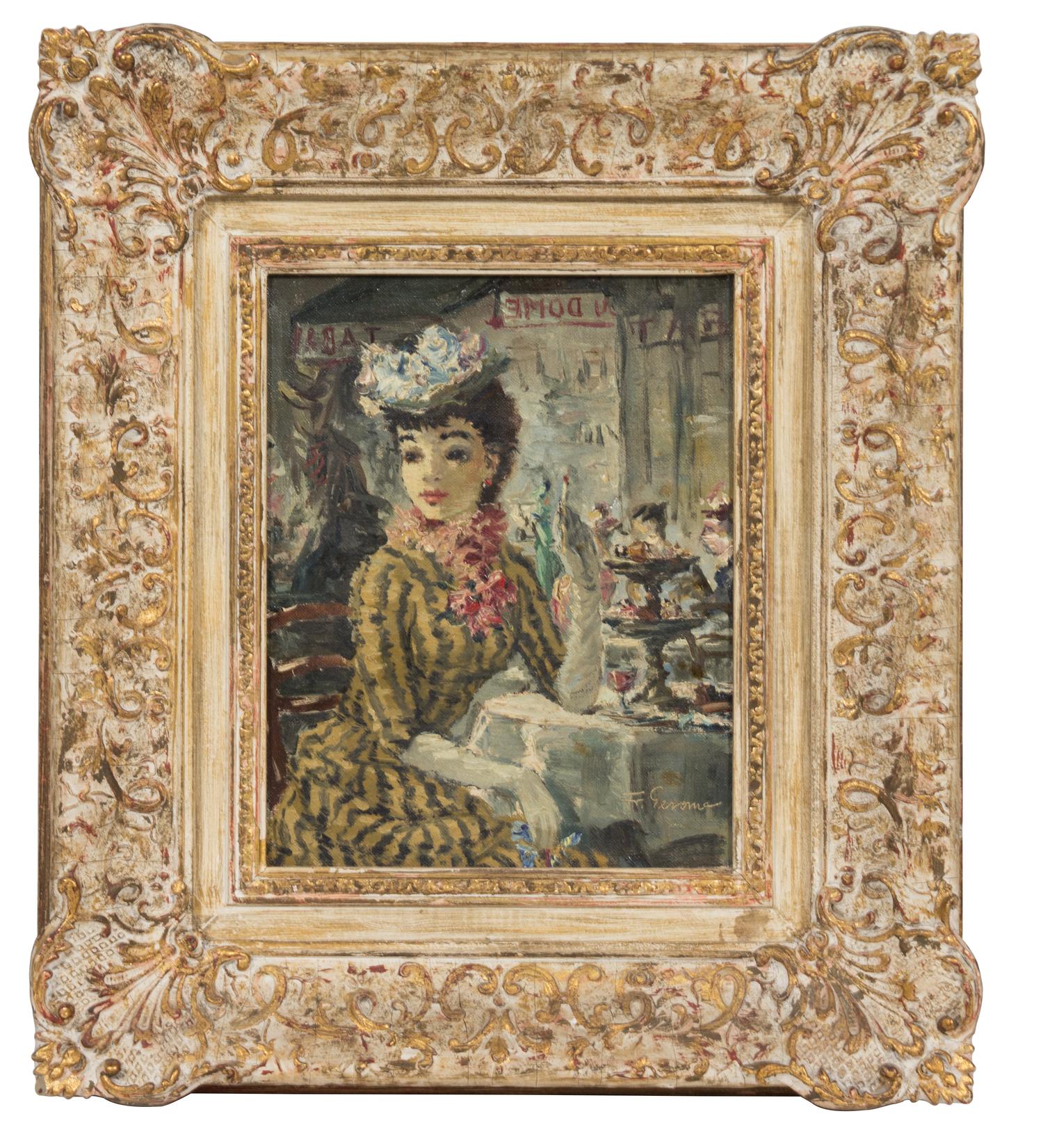 Francois Gerome, (French, b. 1895), Untitled (Young Woman at a Cafe)