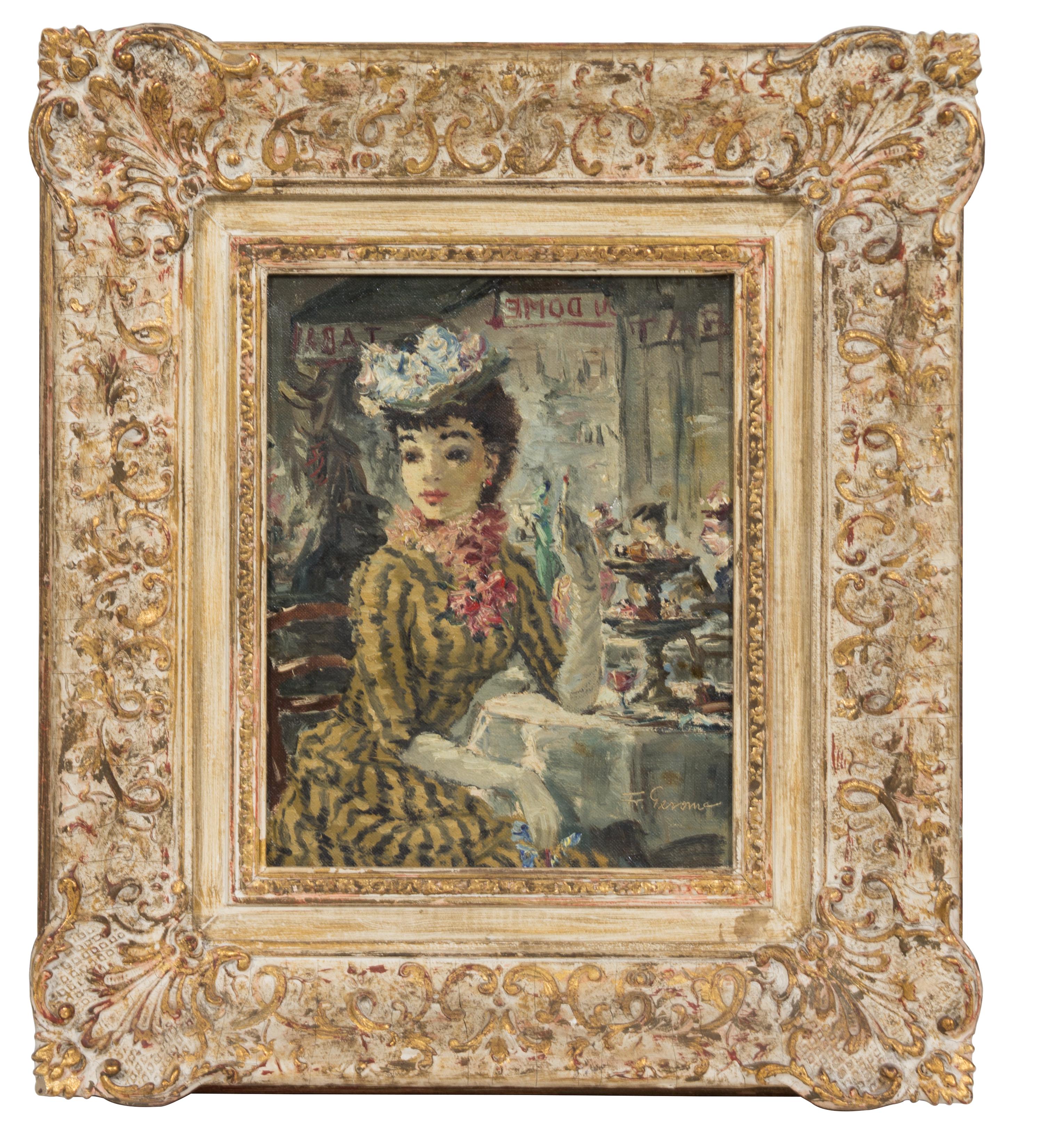 Francois Gerome, (French, b. 1895), Untitled (Young Woman at a Cafe)