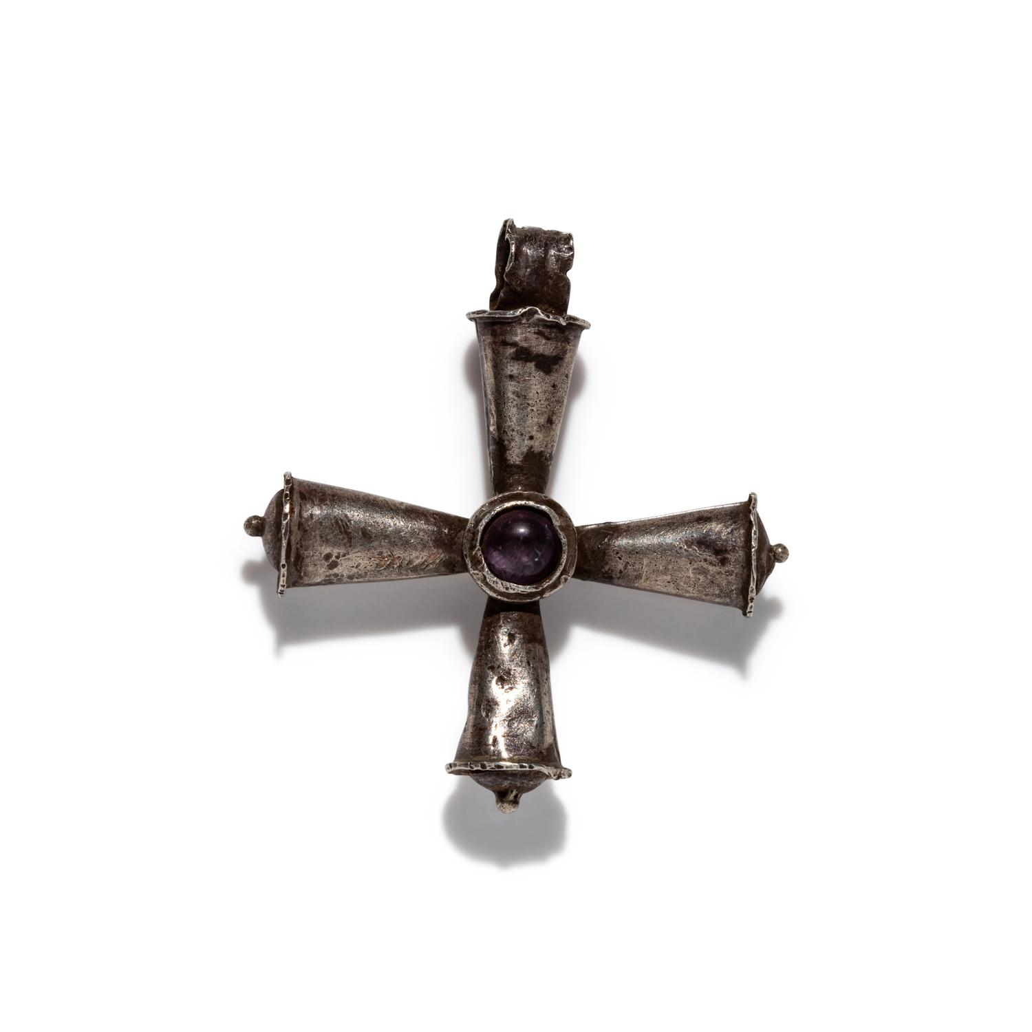 A Byzantine Silver and Amethyst Cross Pendant