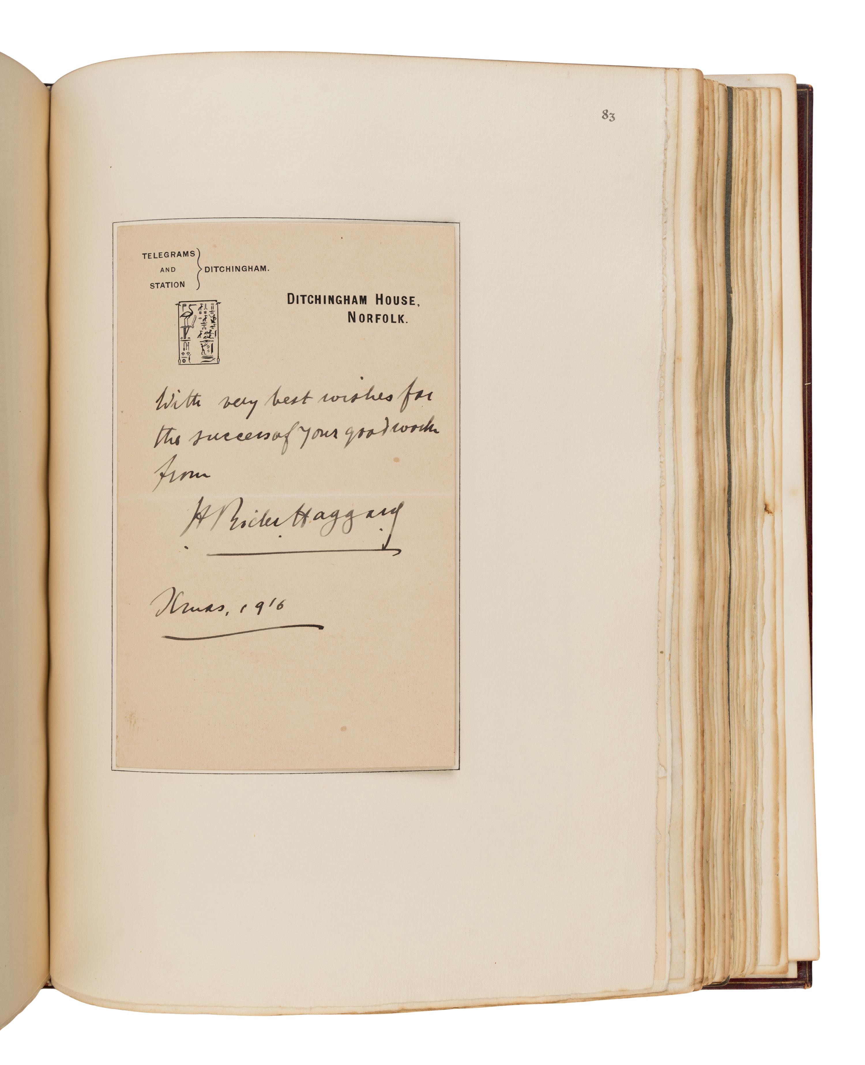 [The Red Cross]. An exceptional album of autographs, letters, and original artwork assembled to benefit the British Red Cross during WWI. [N.p.: N.p.], 1917.