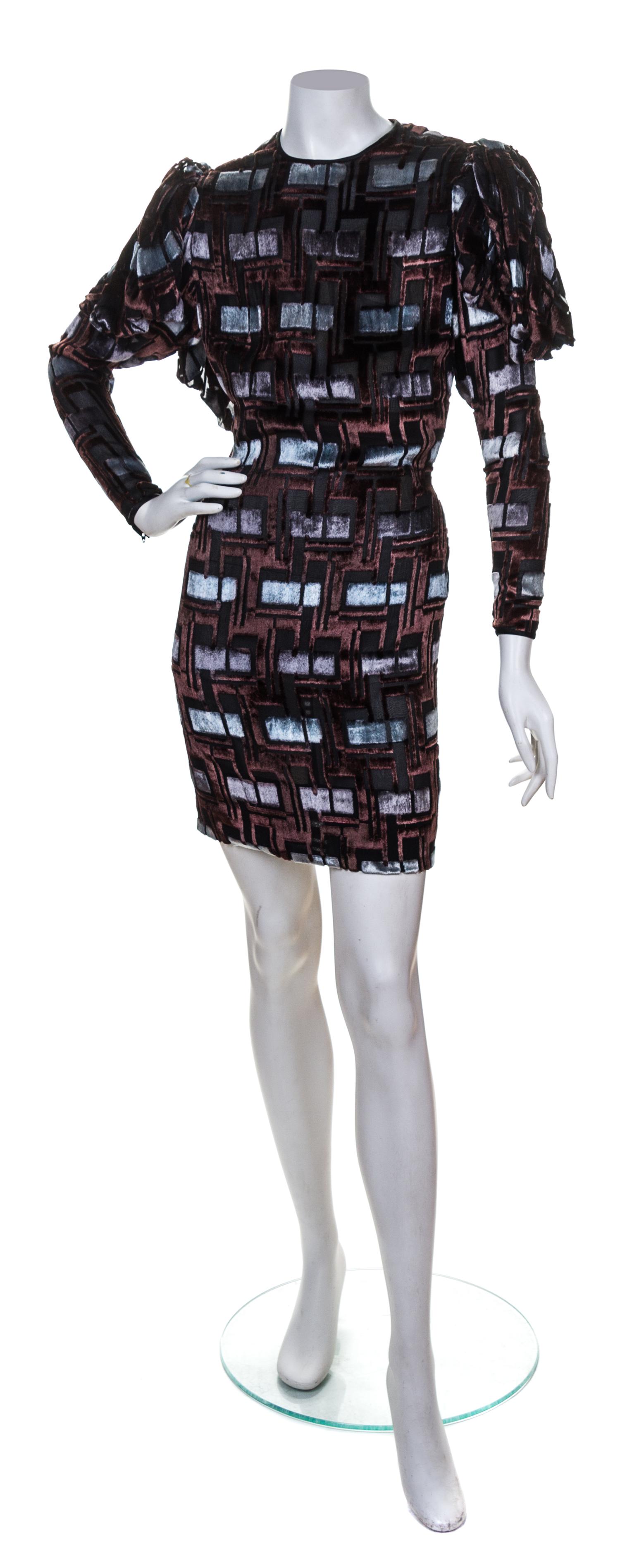 A Galanos Black and Brown Velvet Burnout Dress,