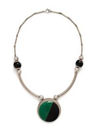 ART DECO, CHROME-PLATED BRASS AND GALALITH NECKLACE