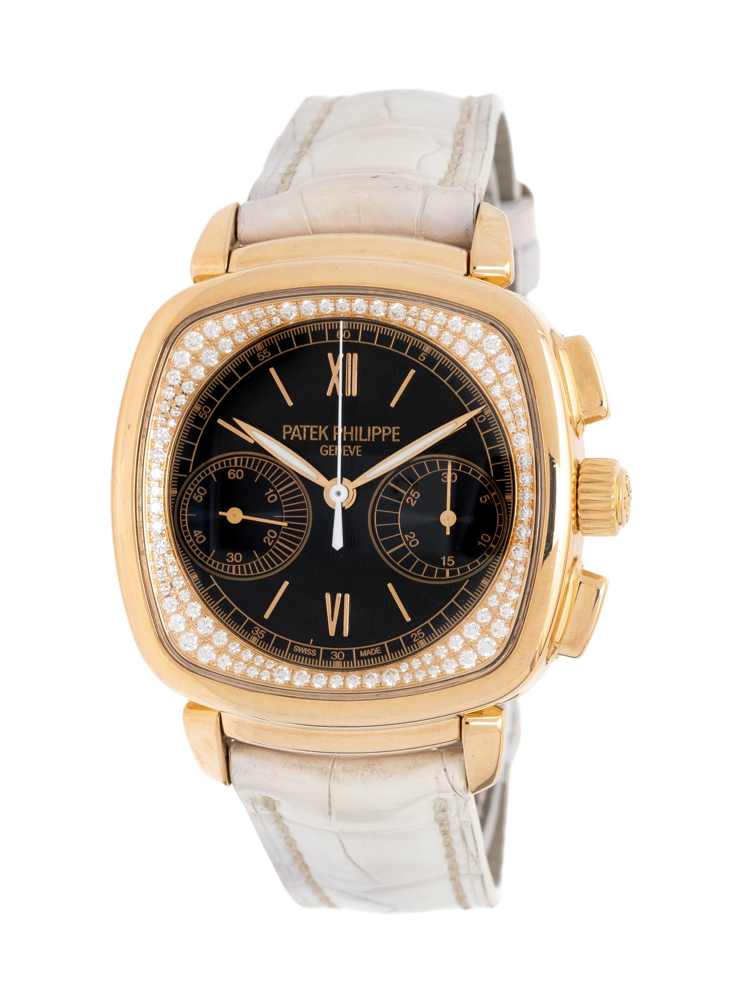 PATEK PHILIPPE, REF. 7071R 18K ROSE GOLD WITH FACTORY DIAMOND DIAL CHRONOGRAPH WATCH, BOX & PAPERS