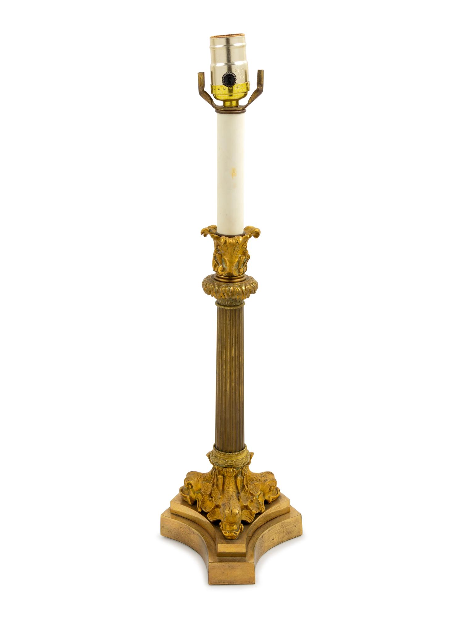 An Empire Style Gilt Bronze Candlestick
