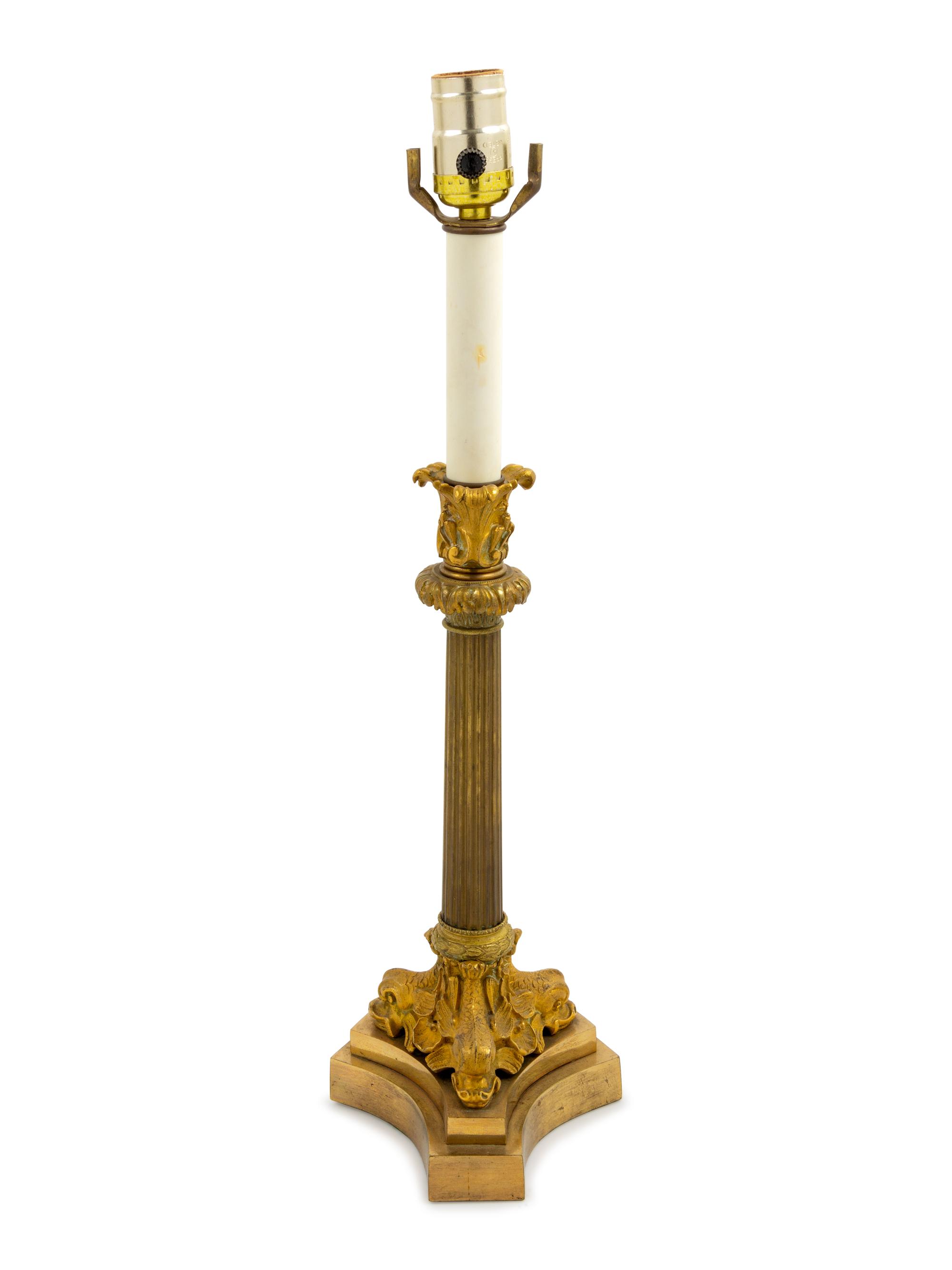 An Empire Style Gilt Bronze Candlestick