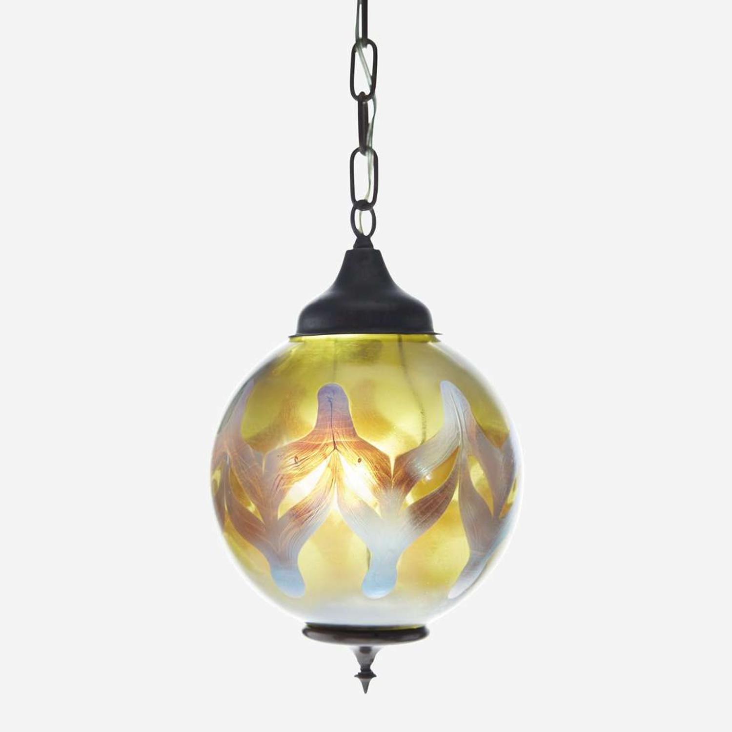 Attributed to Johan Loetz Witwe, Possibly for Josef Hoffmann (Austrian, 1870-1956) Pendant Light, early 20th century