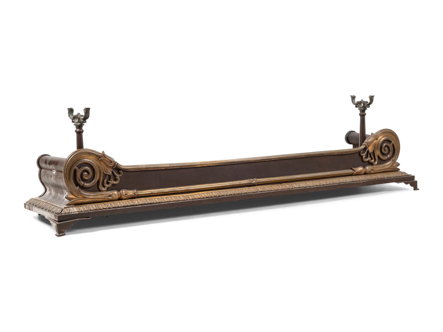 An Empire Style Gilt Bronze Fireplace Fender