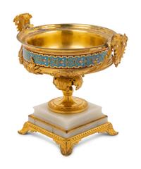 A French Gilt Bronze, Onyx and Champlevé Center Bowl