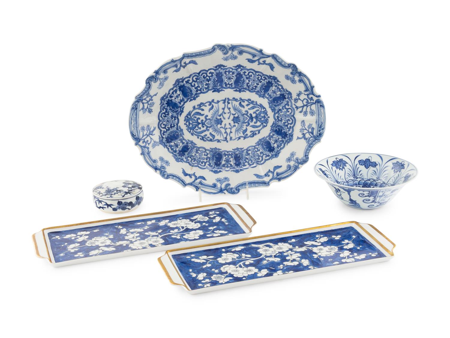 Six Japanese Export Blue and White Porcelain Wares