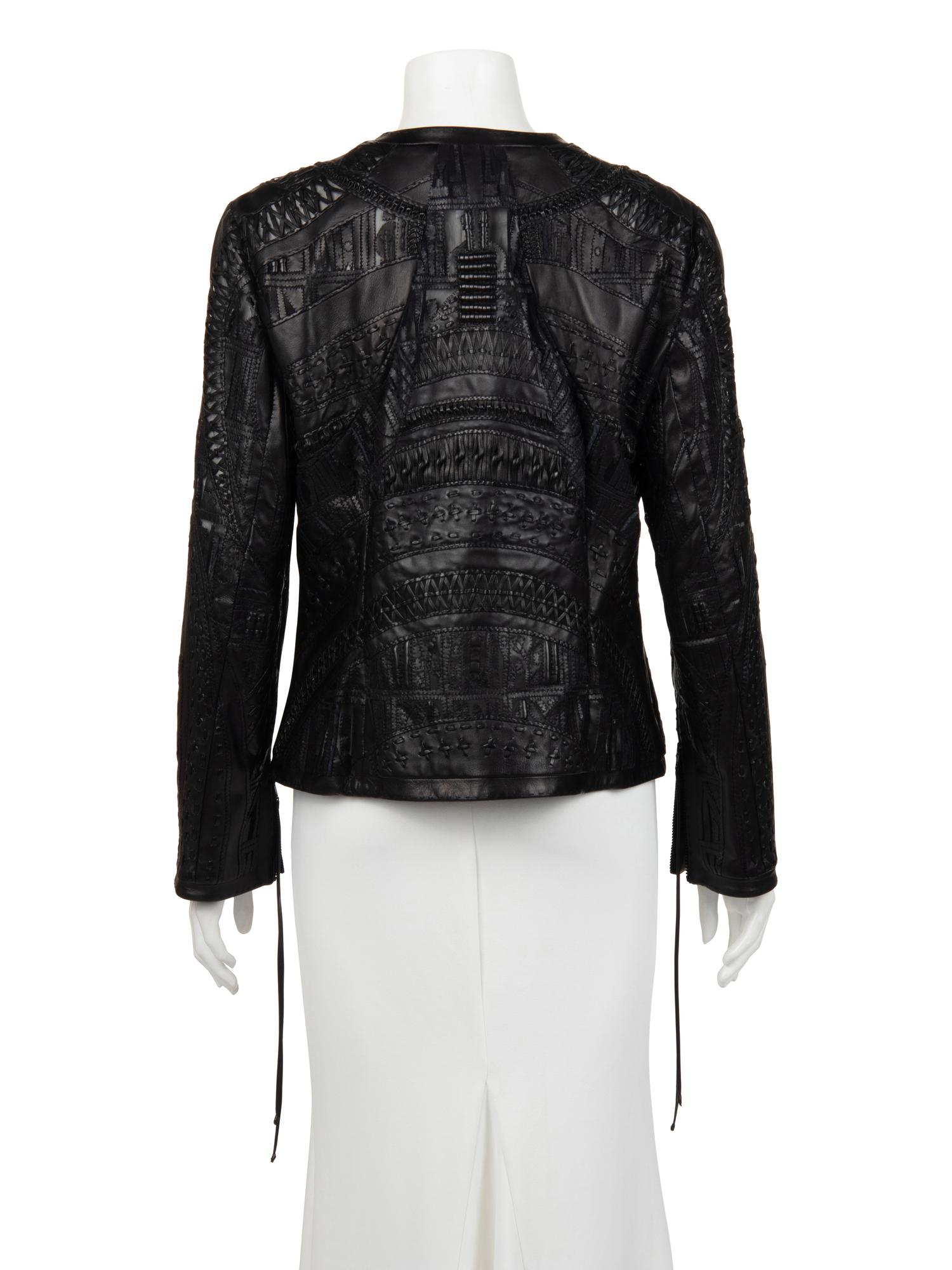 Ralph Rucci Cut and Embroidered Leather Jacket