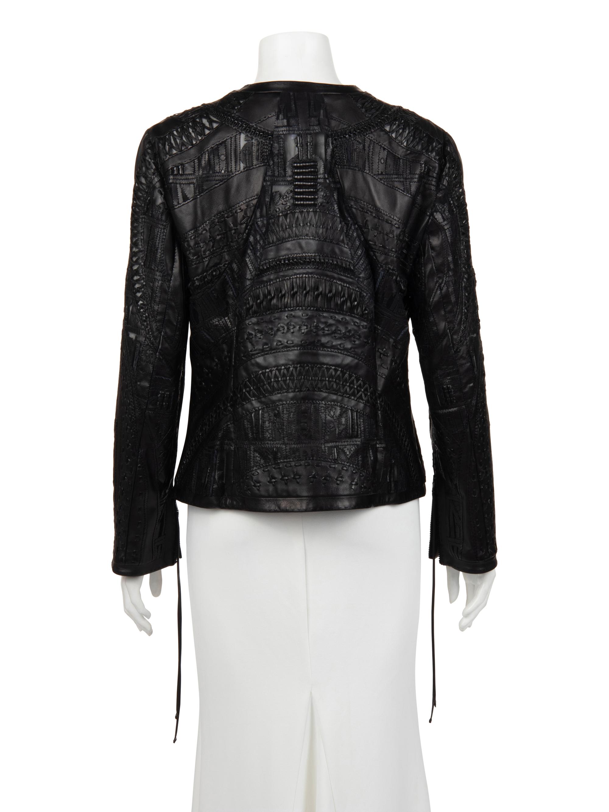 Ralph Rucci Cut and Embroidered Leather Jacket