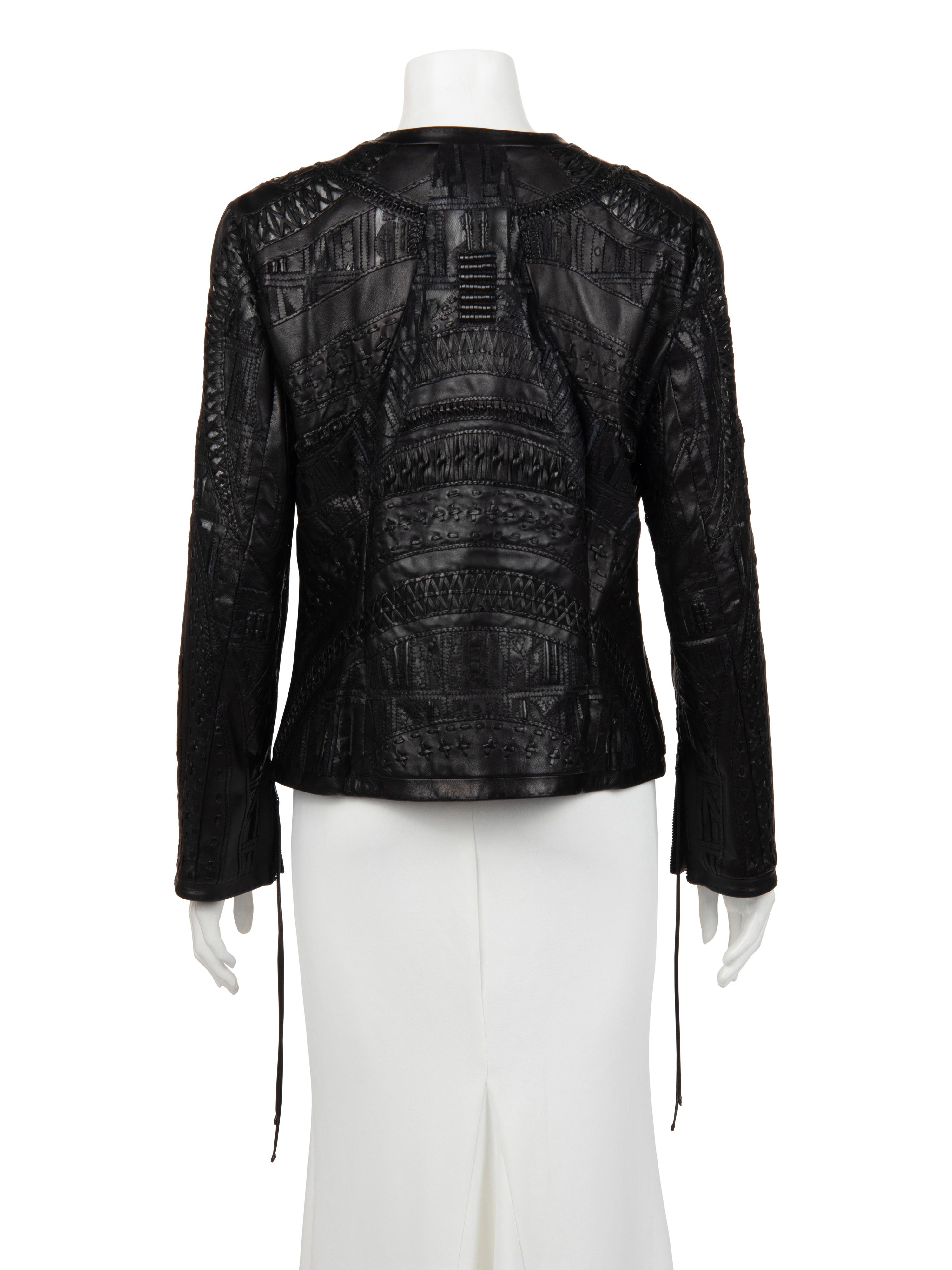 Ralph Rucci Cut and Embroidered Leather Jacket