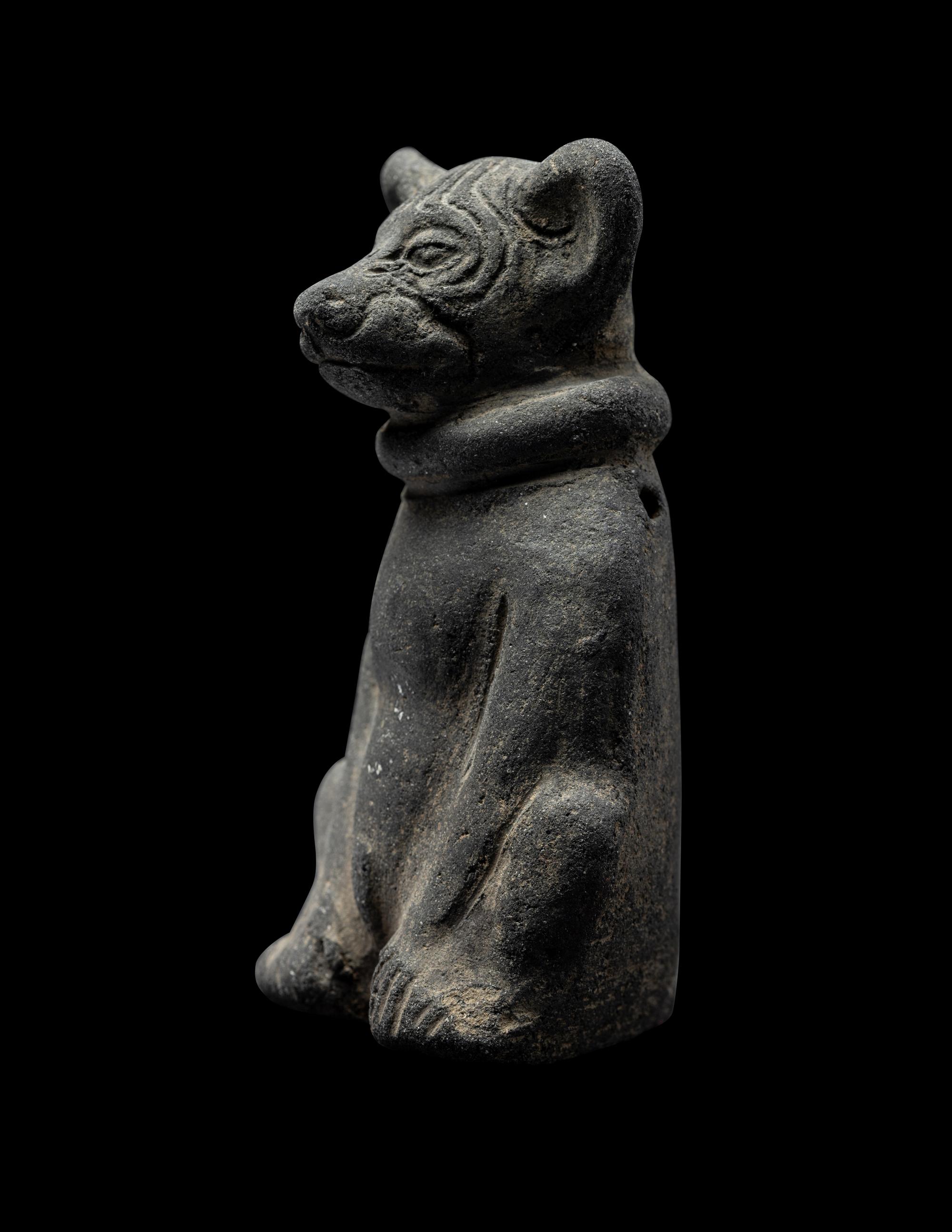 A Maya Ocharina (Whistle) in the Form of a Seated Dog
