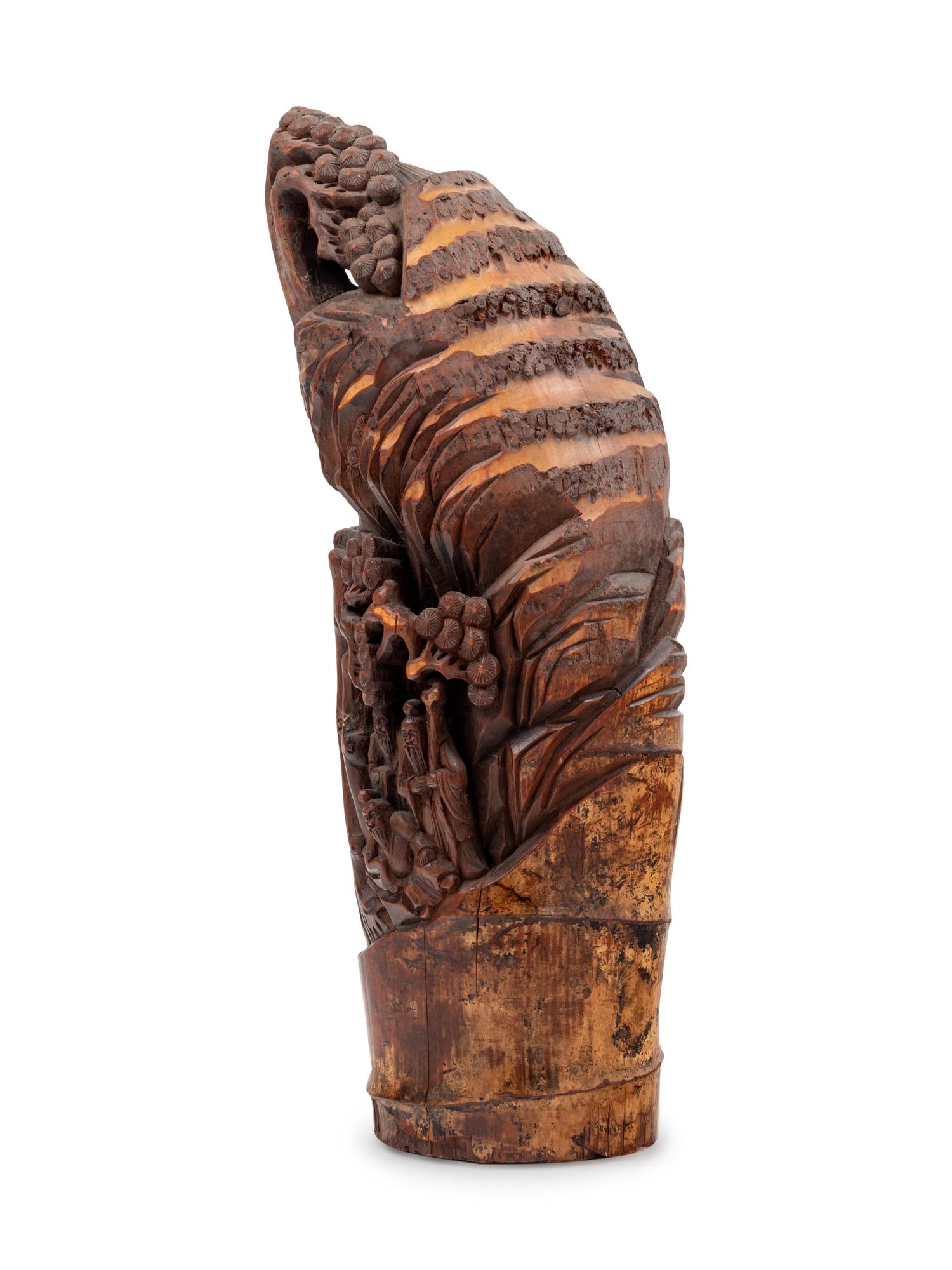 A Large Chinese Bamboo Root Carving