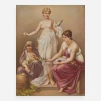 A Royal Vienna style painted porcelain plaque depicting The Fates late 19th / early 20th century