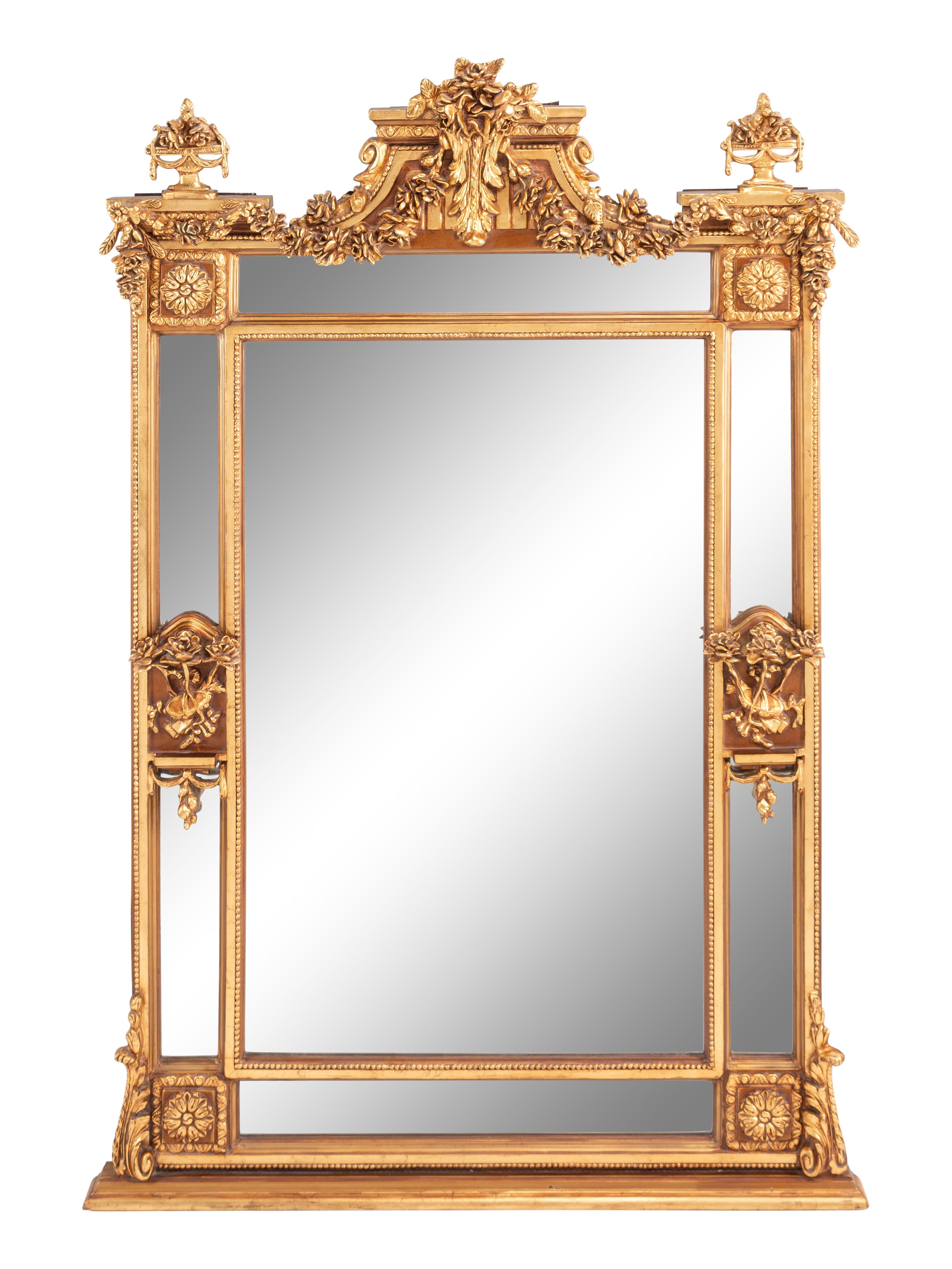 A Pair of Louis XVI Style Gilt Composition Mirrors