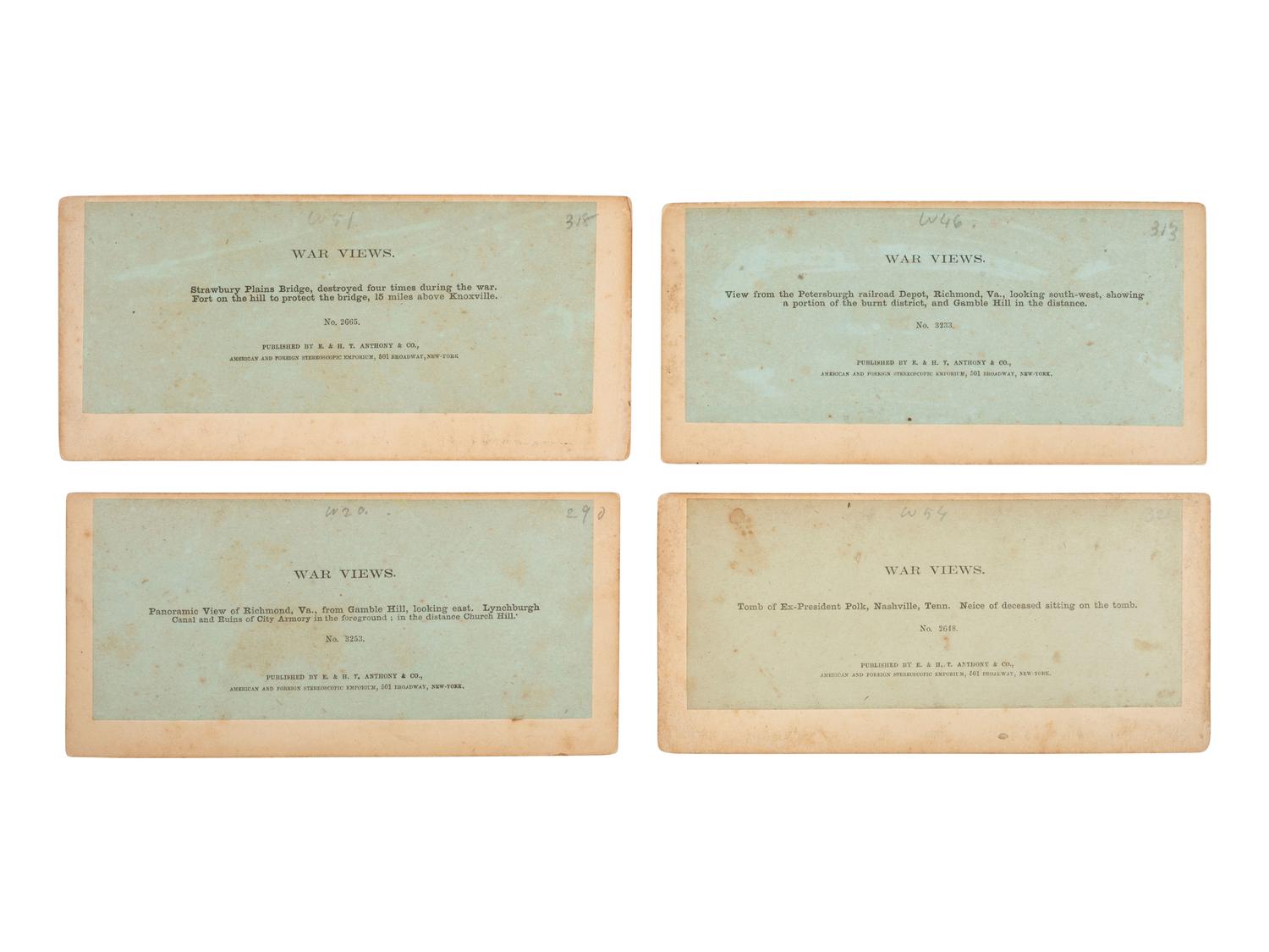 [CIVIL WAR]. 15 stereoviews ft. ruins, important buildings & locales during and just after the war.