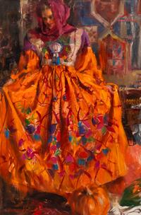 Wedding Dress & Pumpkins