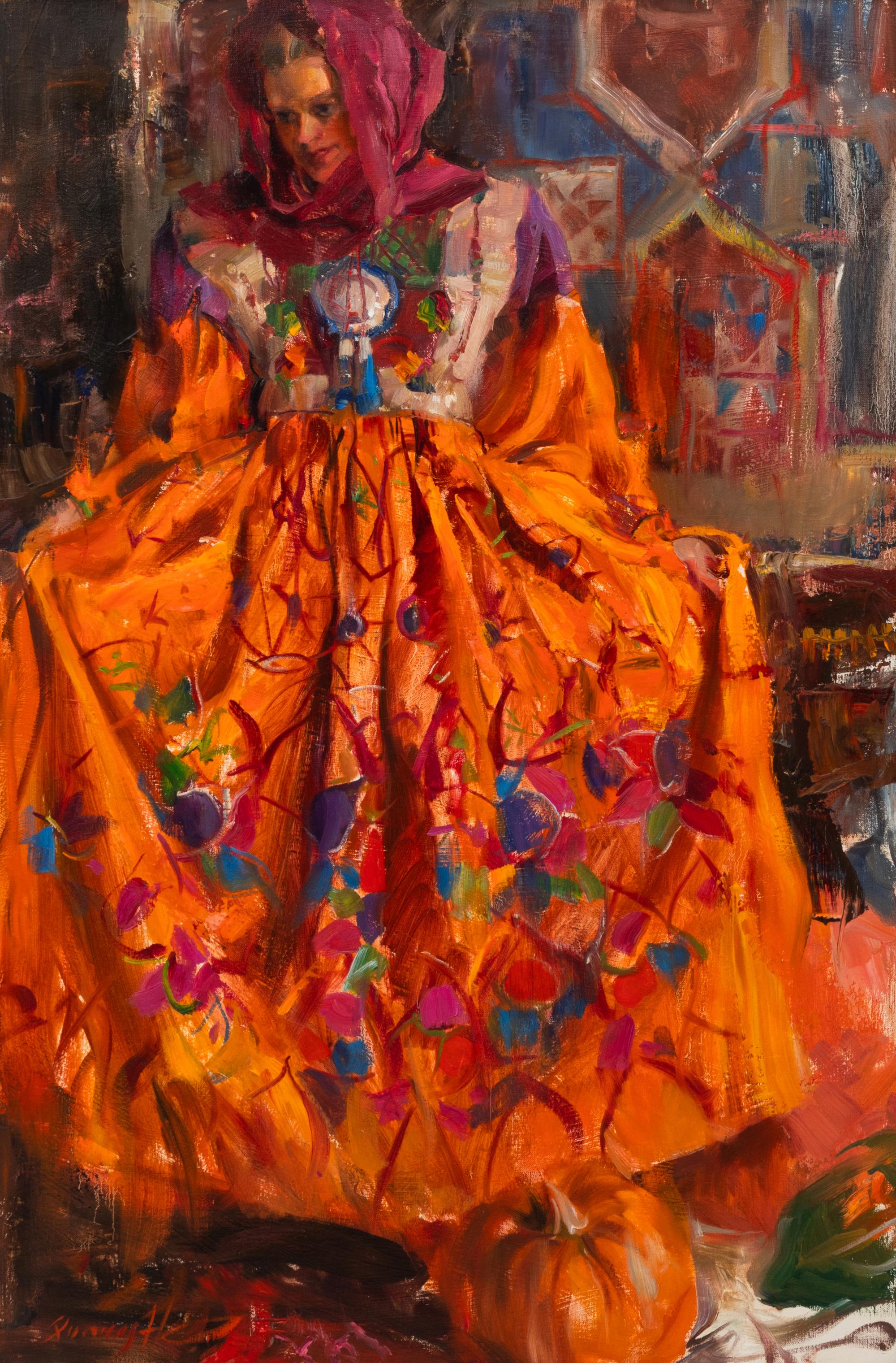 Wedding Dress & Pumpkins