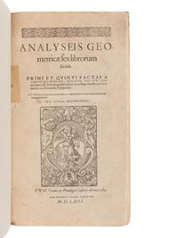 EUCLID (fl. ca 300 B. C.). Analyseis Geometricae Sex Librorum Euclidis . [Strasbourg]: Josias Rihelius, 1566.
