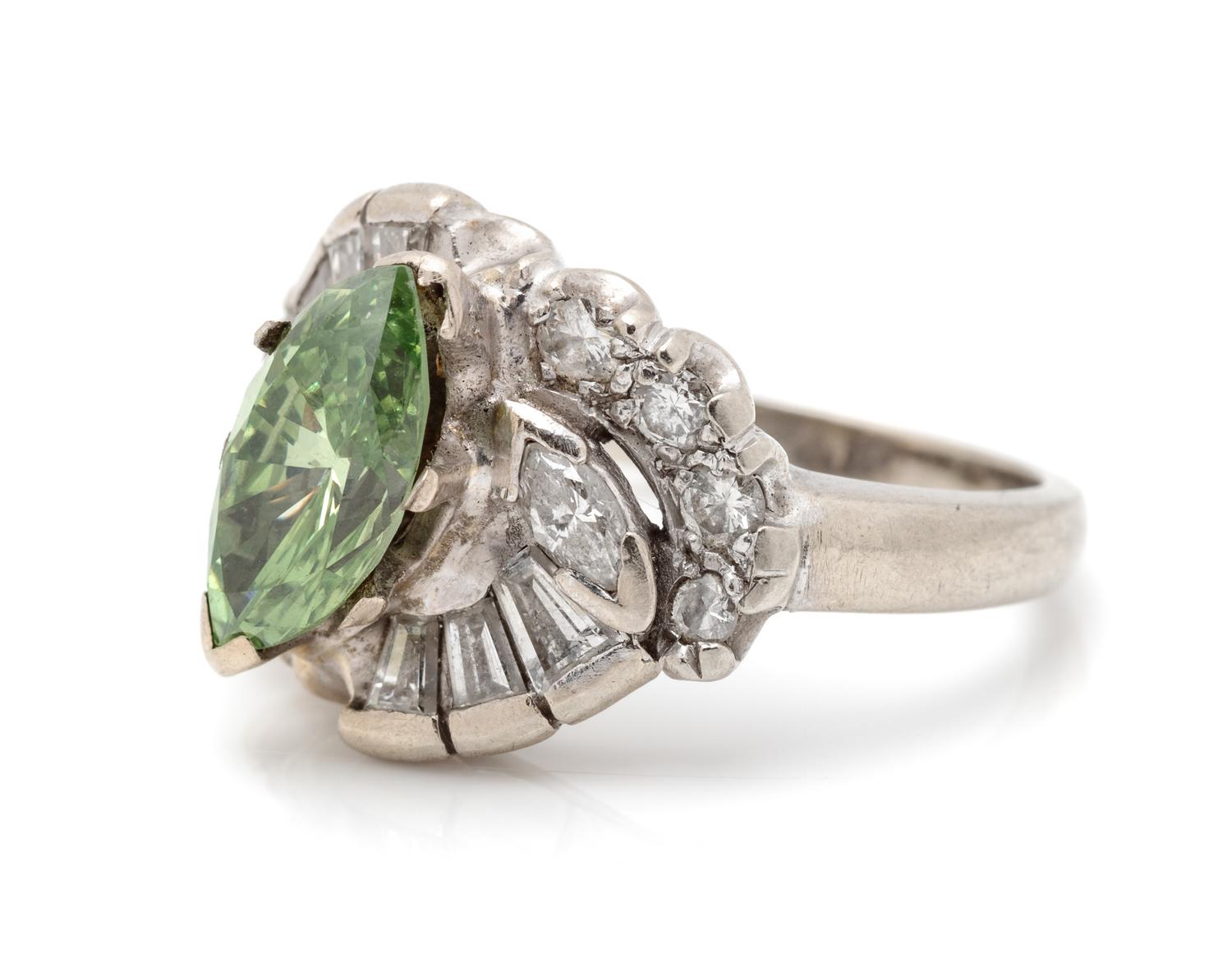 TREATED COLORED DIAMOND AND DIAMOND RING