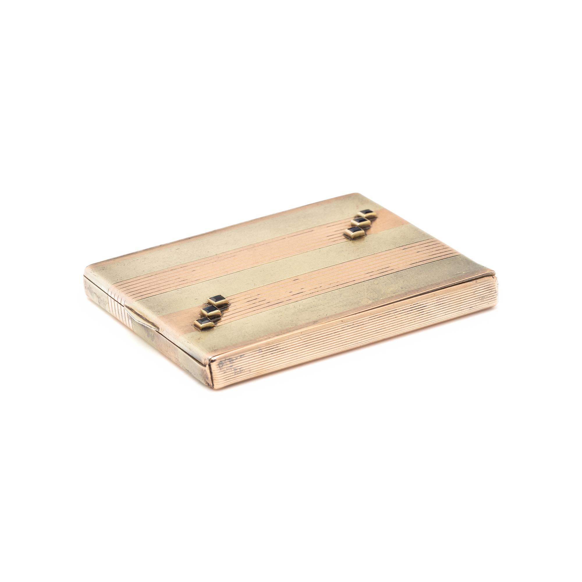 CARTIER, STERLING SILVER, ROSE GOLD AND SAPPHIRE COMPACT