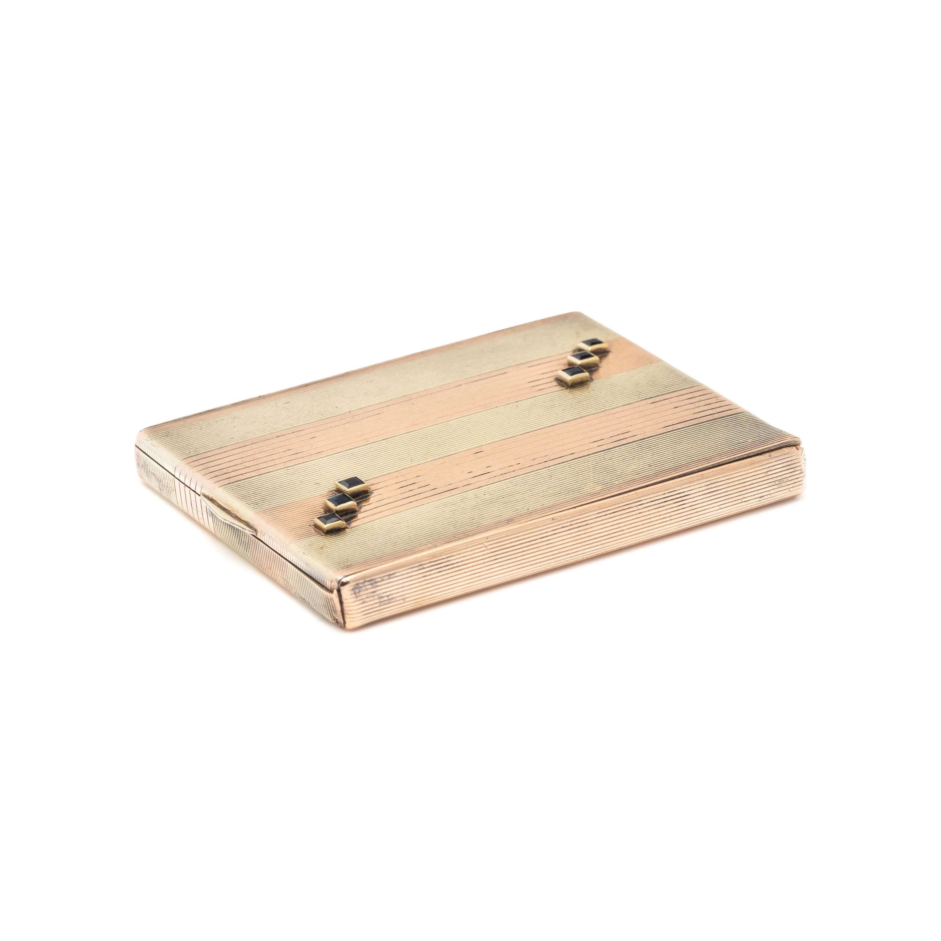 CARTIER, STERLING SILVER, ROSE GOLD AND SAPPHIRE COMPACT