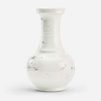 A Chinese porcelain large bottle vase decorated with landscapes 瓷胎画山水荸荠瓶 Qing dynasty ?