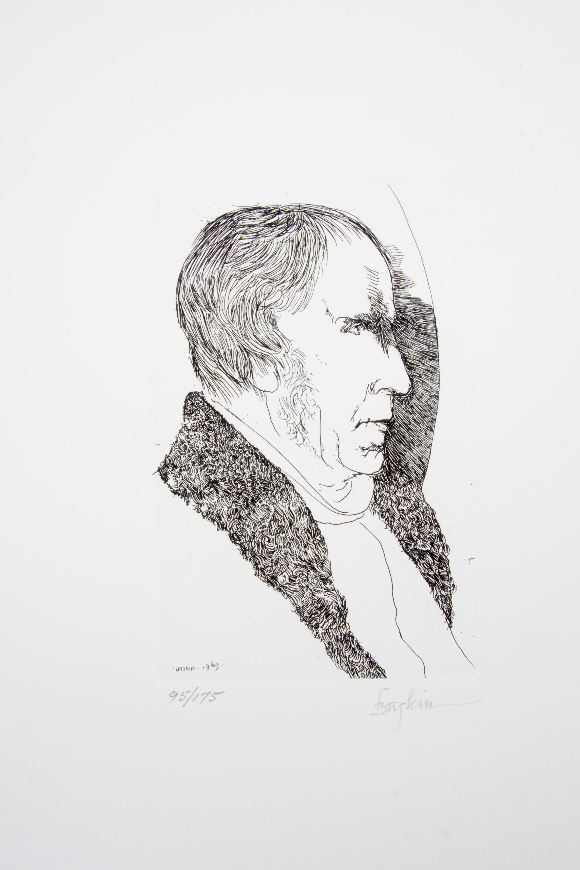 BASKIN, LEONARD. Laus pictorum. Northampton, 1969. Portfolio of 16 portraits of 19th century artists. Signed, limited.