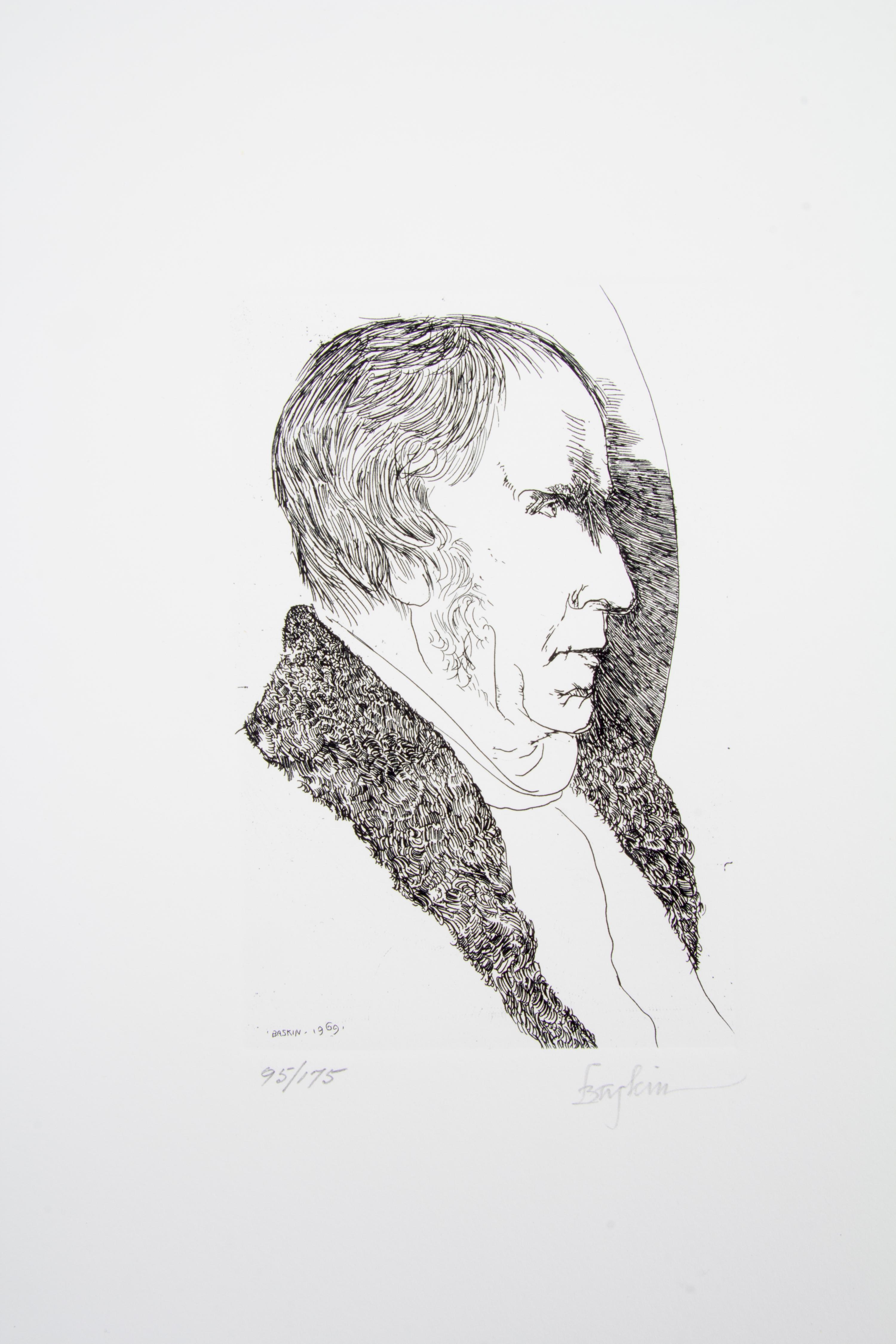BASKIN, LEONARD. Laus pictorum. Northampton, 1969. Portfolio of 16 portraits of 19th century artists. Signed, limited.
