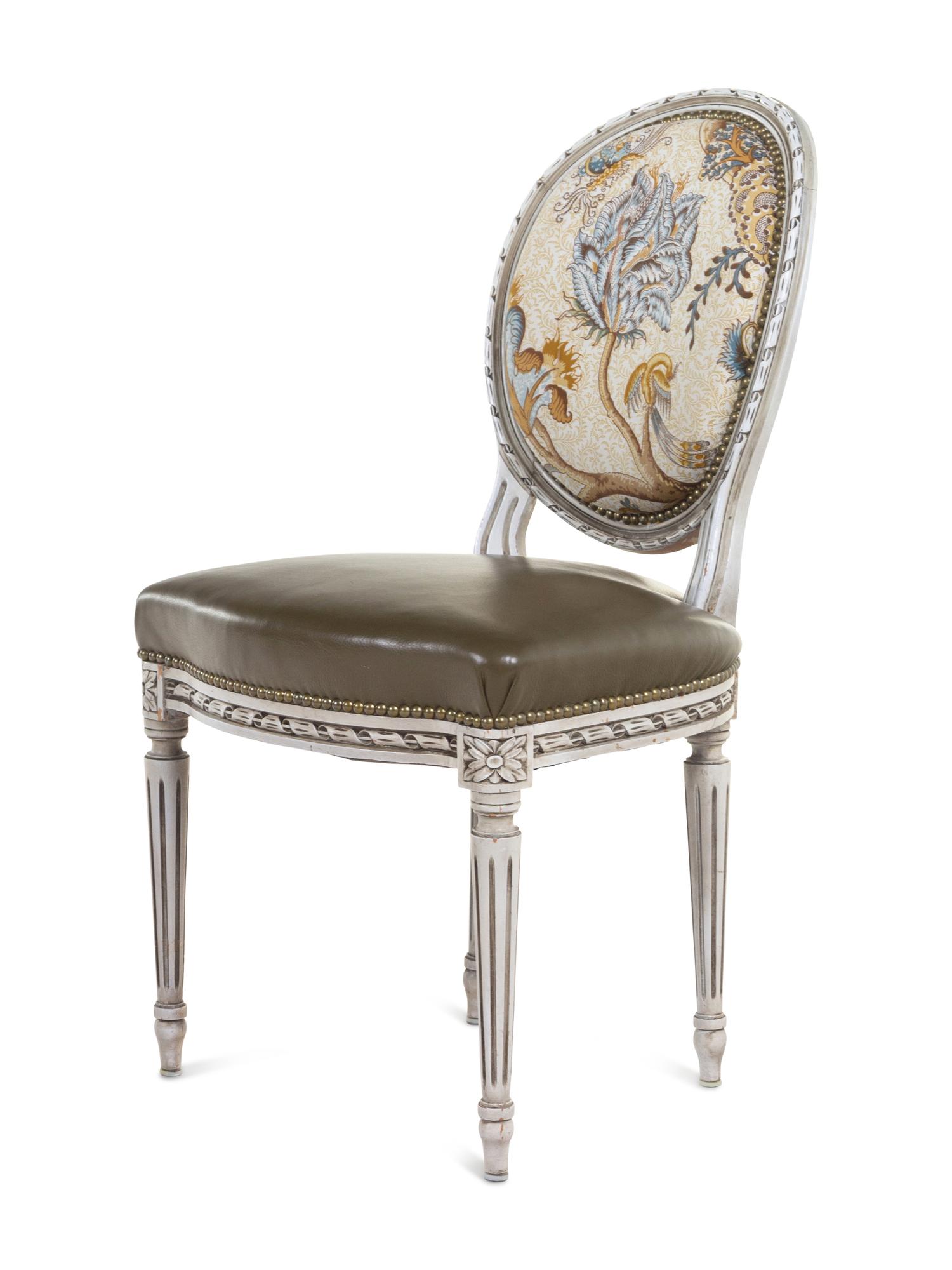 A Set of Six Louis XVI Style Painted Dining Chairs